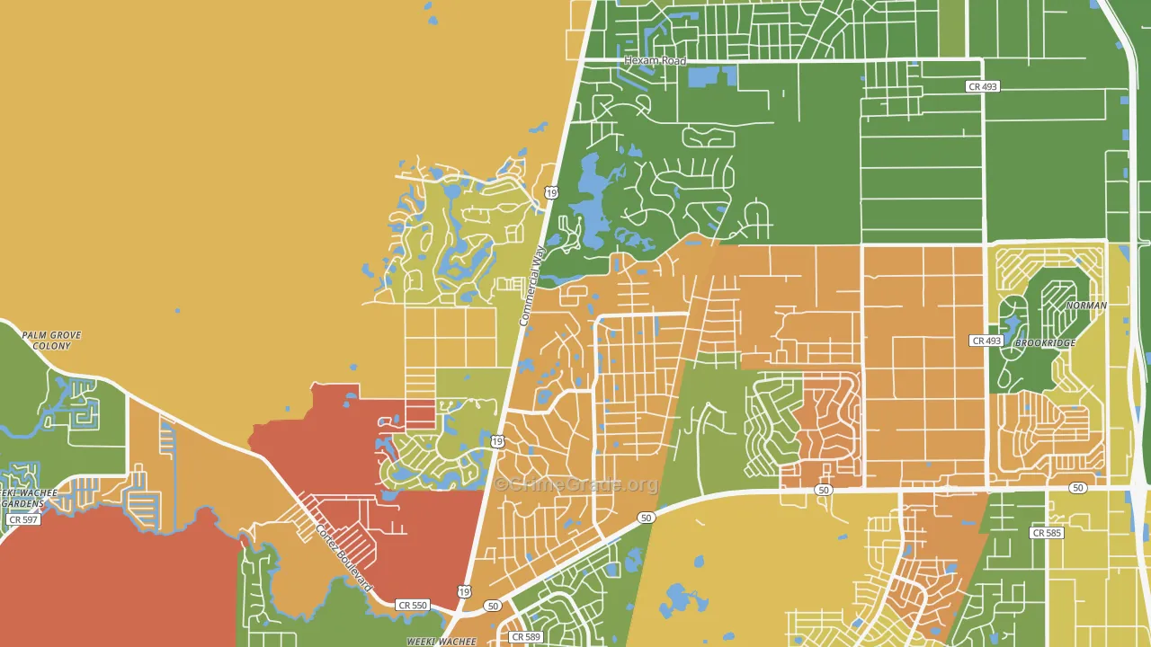 North Weeki Wachee, FL Map of Burglary Rates