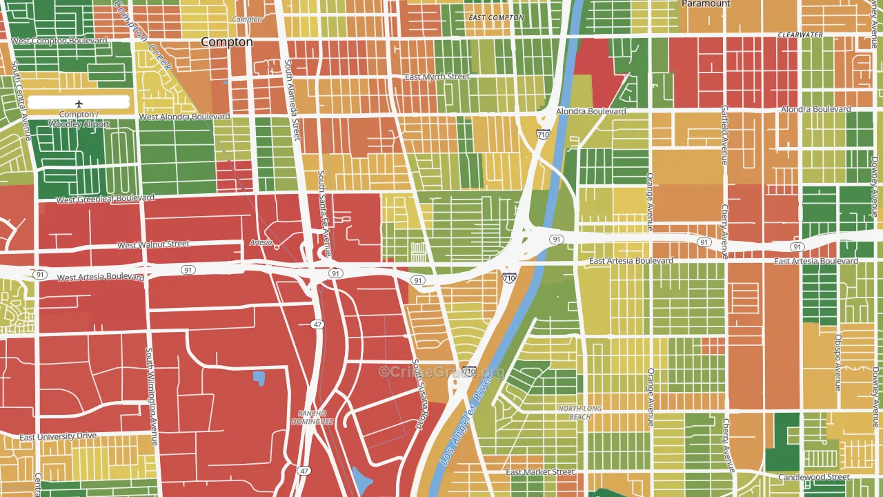 North West Long Beach, Long Beach, CA Map of Burglary Rates