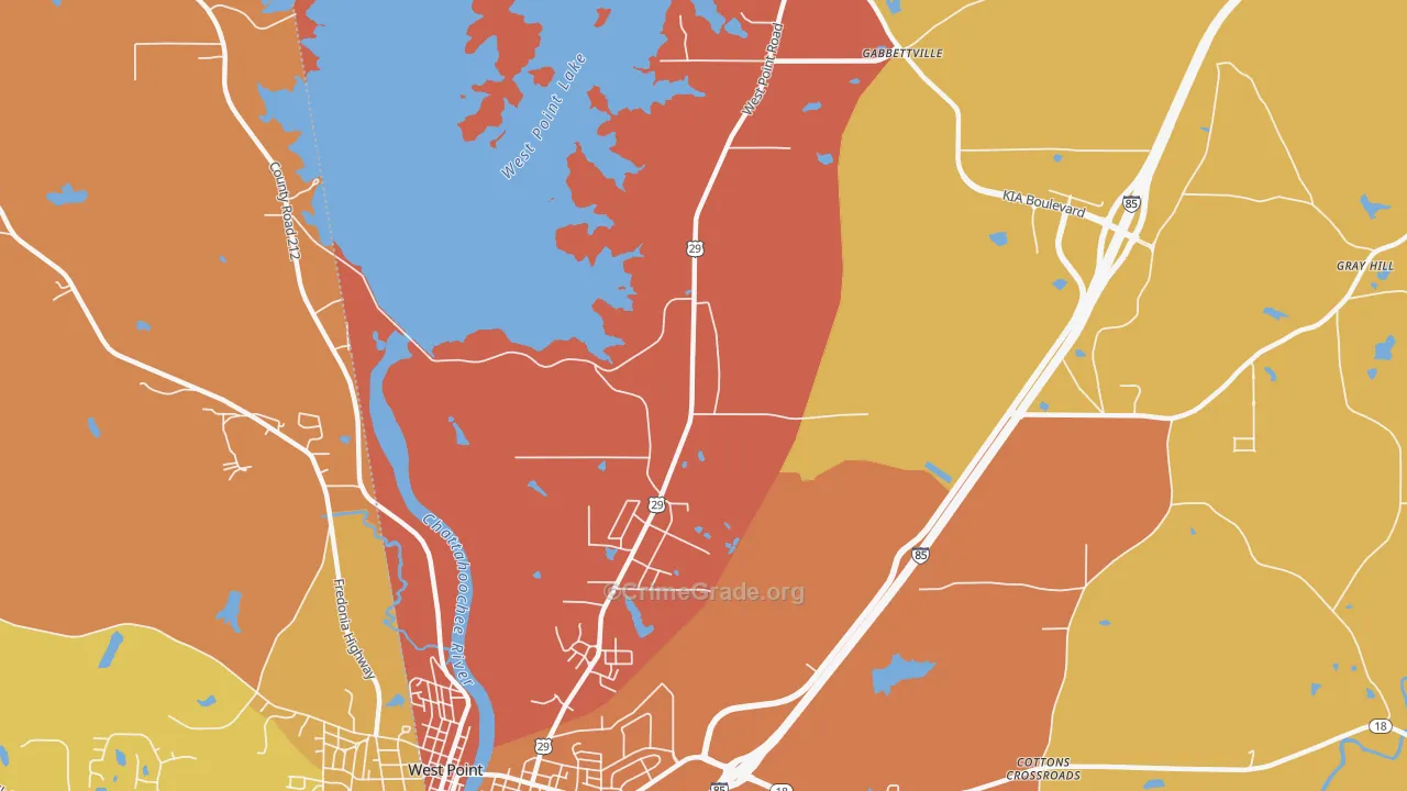 North West Point, GA Map of Burglary Rates