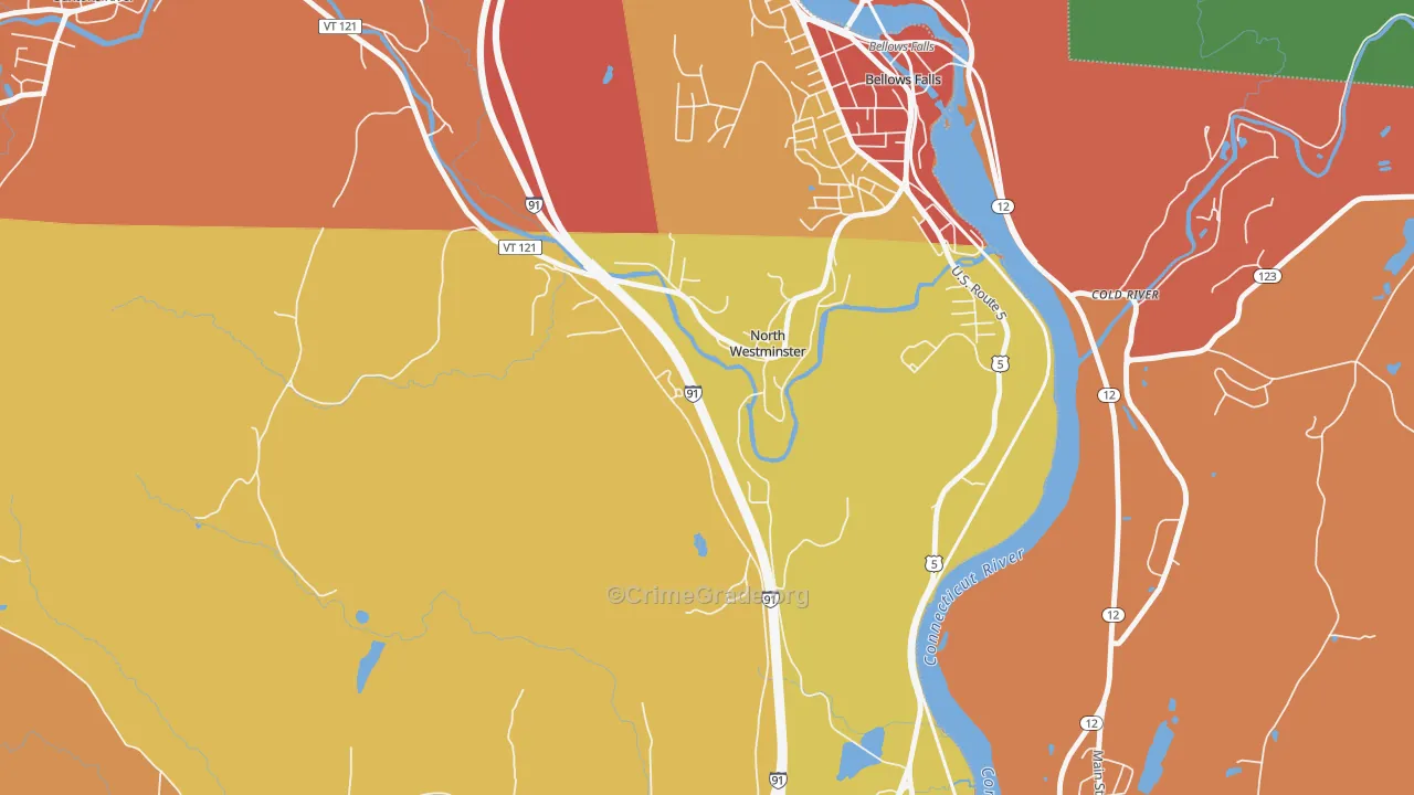 North Westminster, VT Map of Burglary Rates