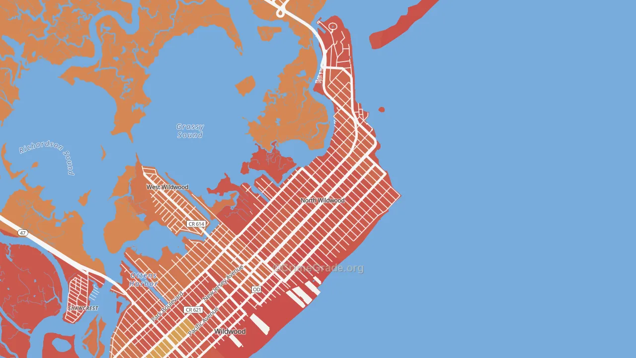 North Wildwood, NJ Map of Burglary Rates