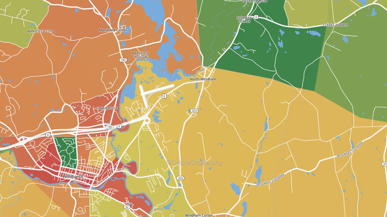 North Windham, CT Map of Burglary Rates
