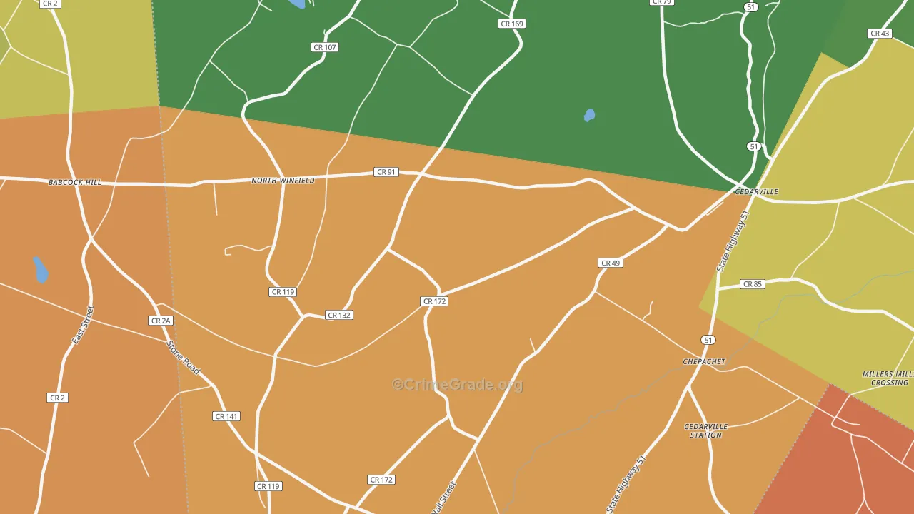 North Winfield, NY Map of Burglary Rates