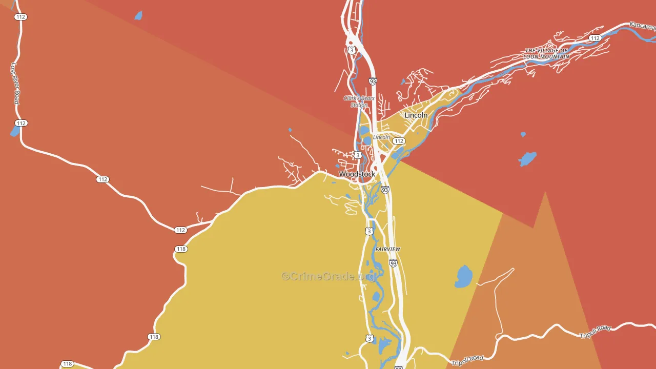 North Woodstock, NH Map of Burglary Rates