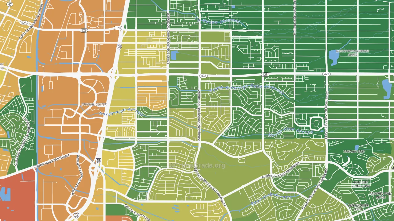 North Wyoming, Albuquerque, NM Map of Burglary Rates