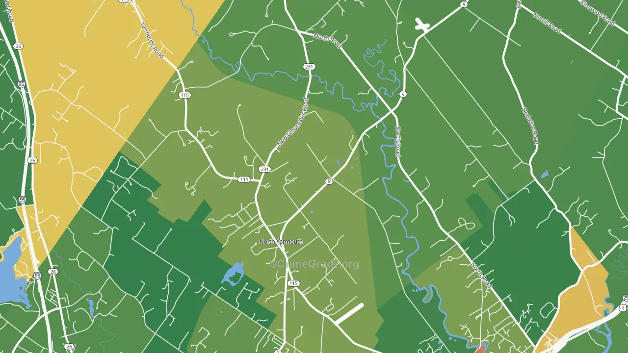 North Yarmouth, ME Map of Burglary Rates