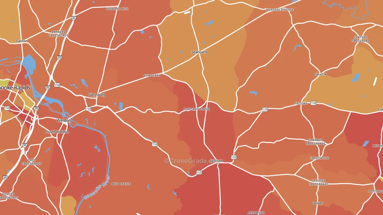 Northampton County, NC Map of Burglary Rates