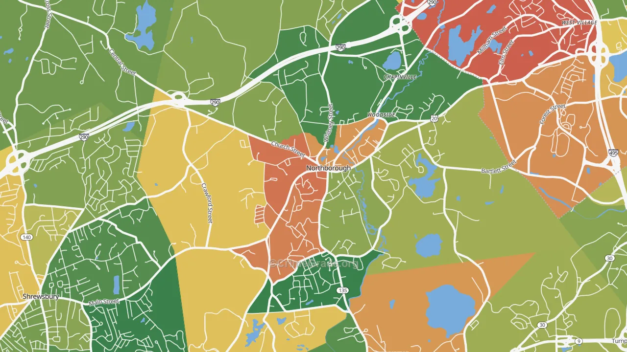 Northborough, MA Map of Burglary Rates