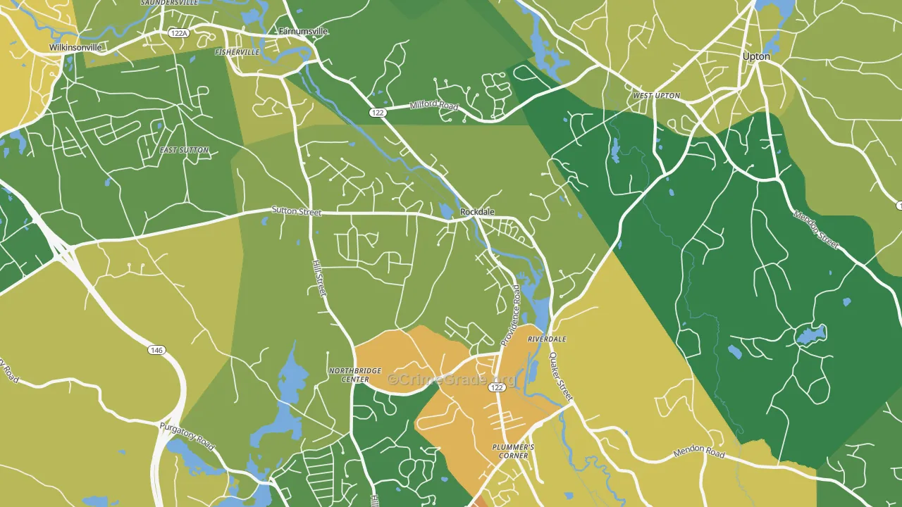 Northbridge, MA Map of Burglary Rates