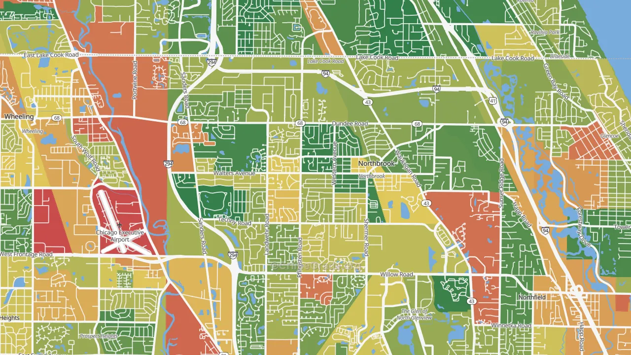 Northbrook, IL Map of Burglary Rates