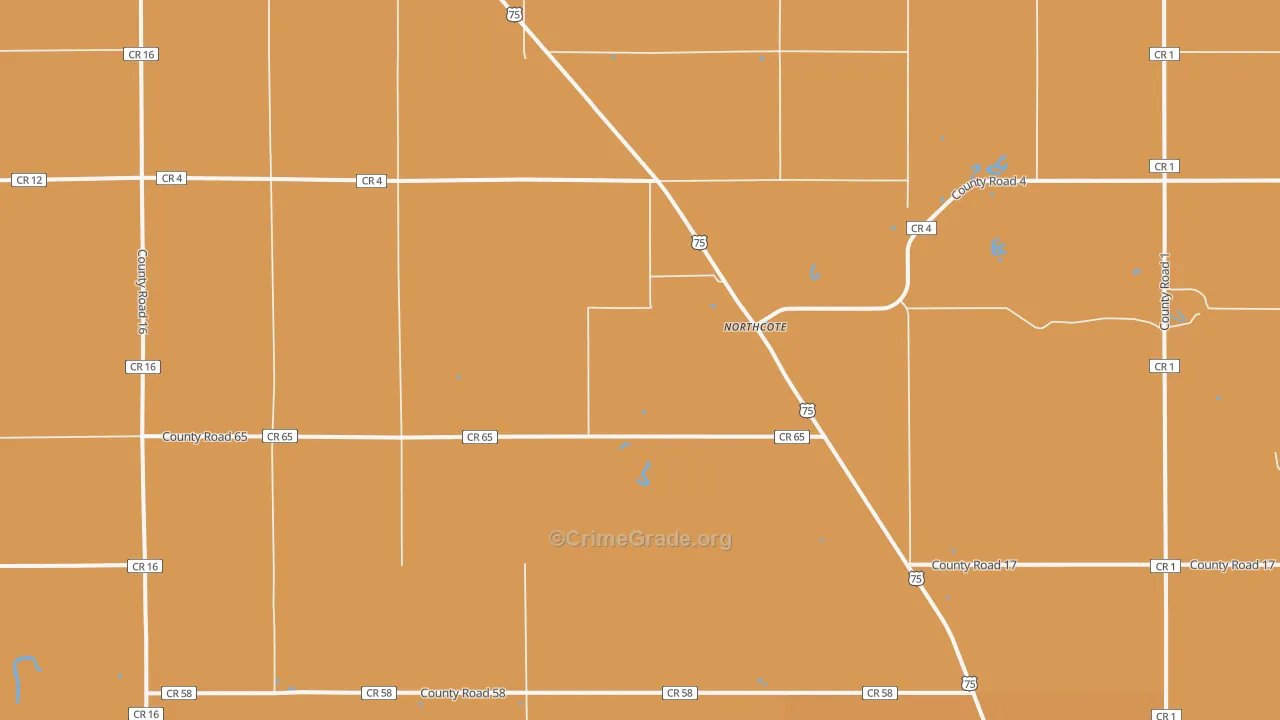 Northcote, MN Map of Burglary Rates