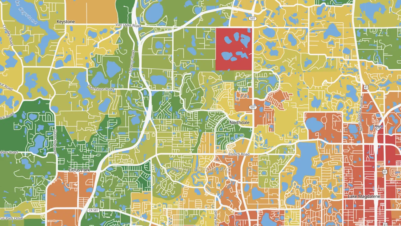 Northdale, FL Map of Burglary Rates