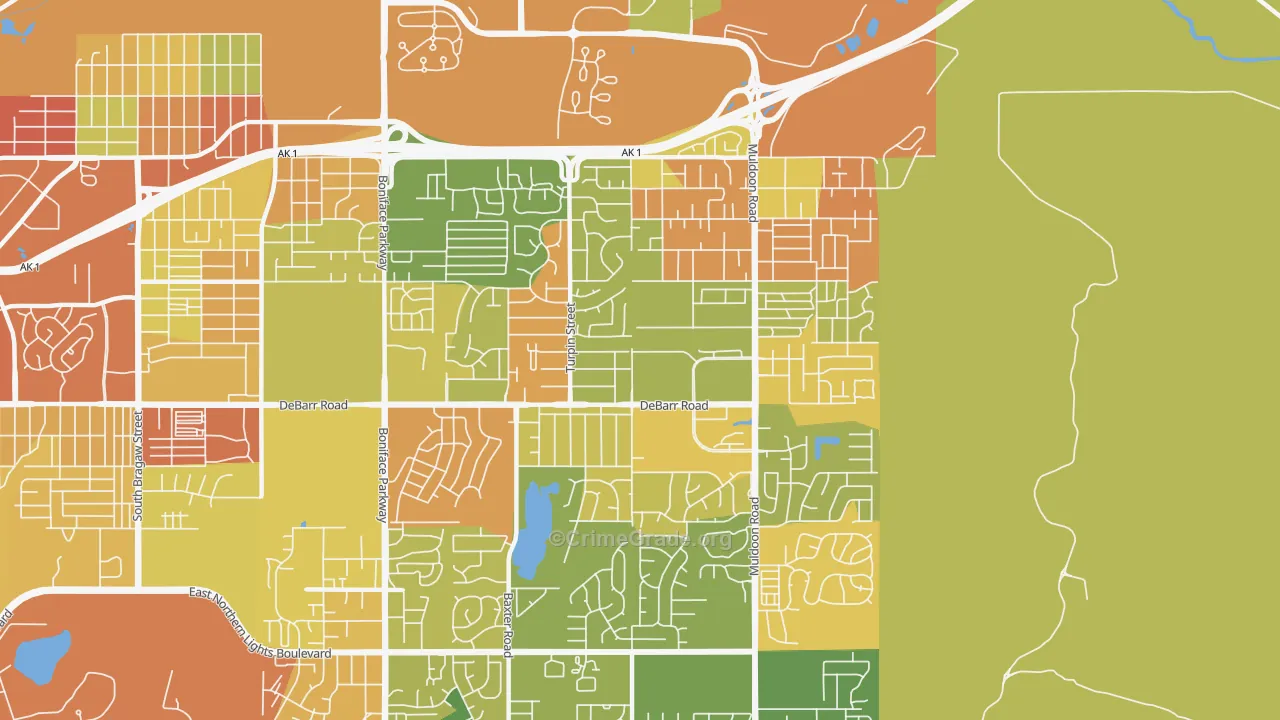 Northeast, Anchorage, AK Map of Burglary Rates