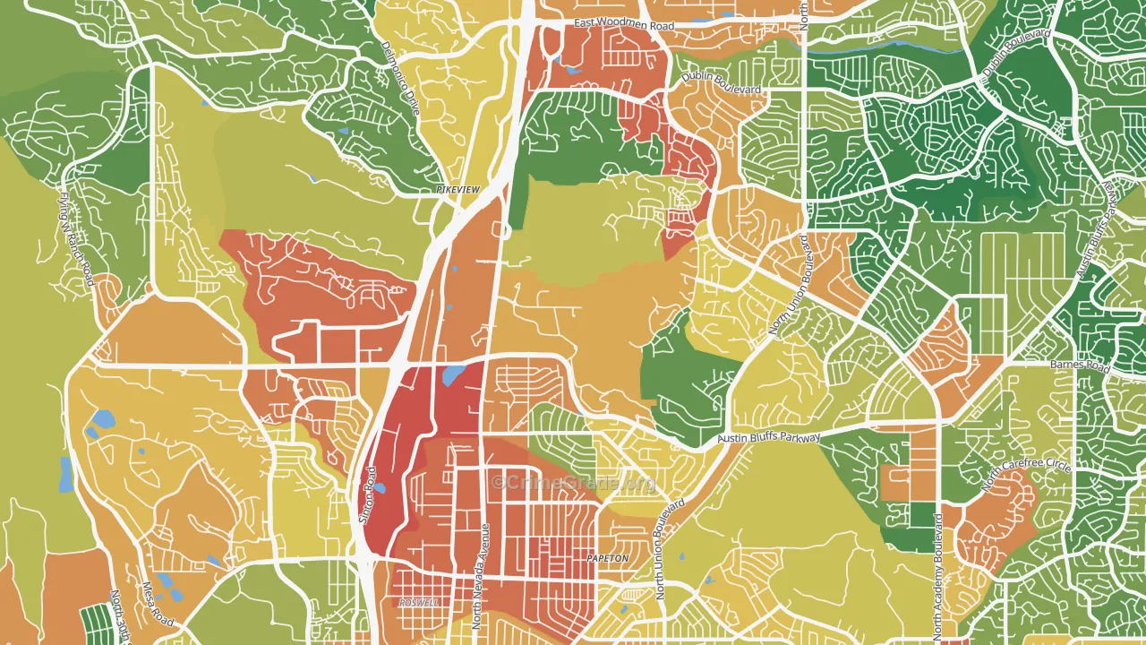 Northeast Colorado Springs, Colorado Springs, CO Map of Burglary Rates