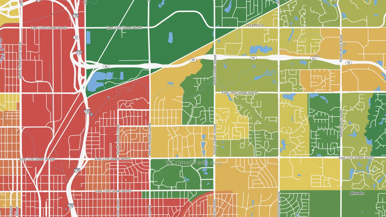 Northeast Heights, Wichita, KS Map of Burglary Rates