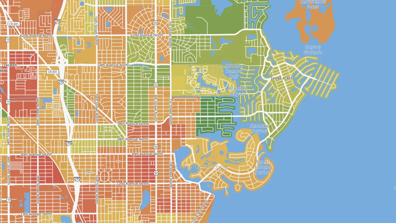 Northeast Park, St. Petersburg, FL Map of Burglary Rates
