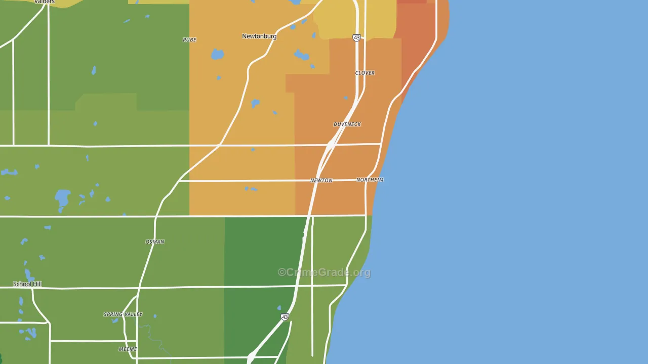 Northeim, WI Map of Burglary Rates