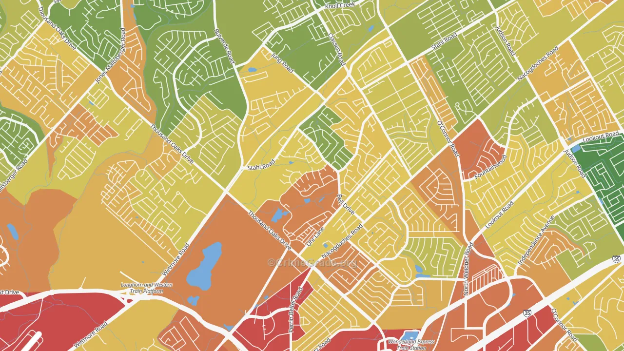 Northern Hills, San Antonio, TX Map of Burglary Rates
