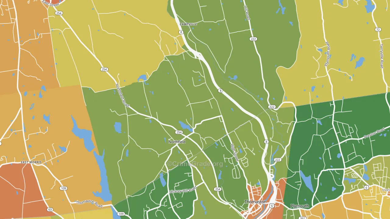 Northfield, CT Map of Burglary Rates