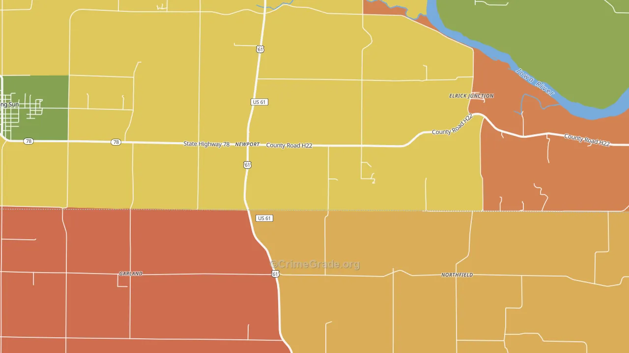 Northfield, IA Map of Burglary Rates
