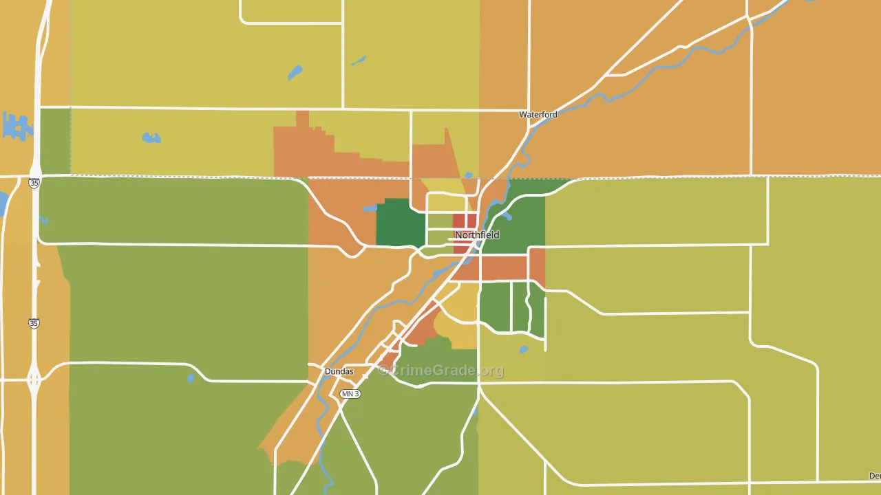 Northfield, MN Map of Burglary Rates