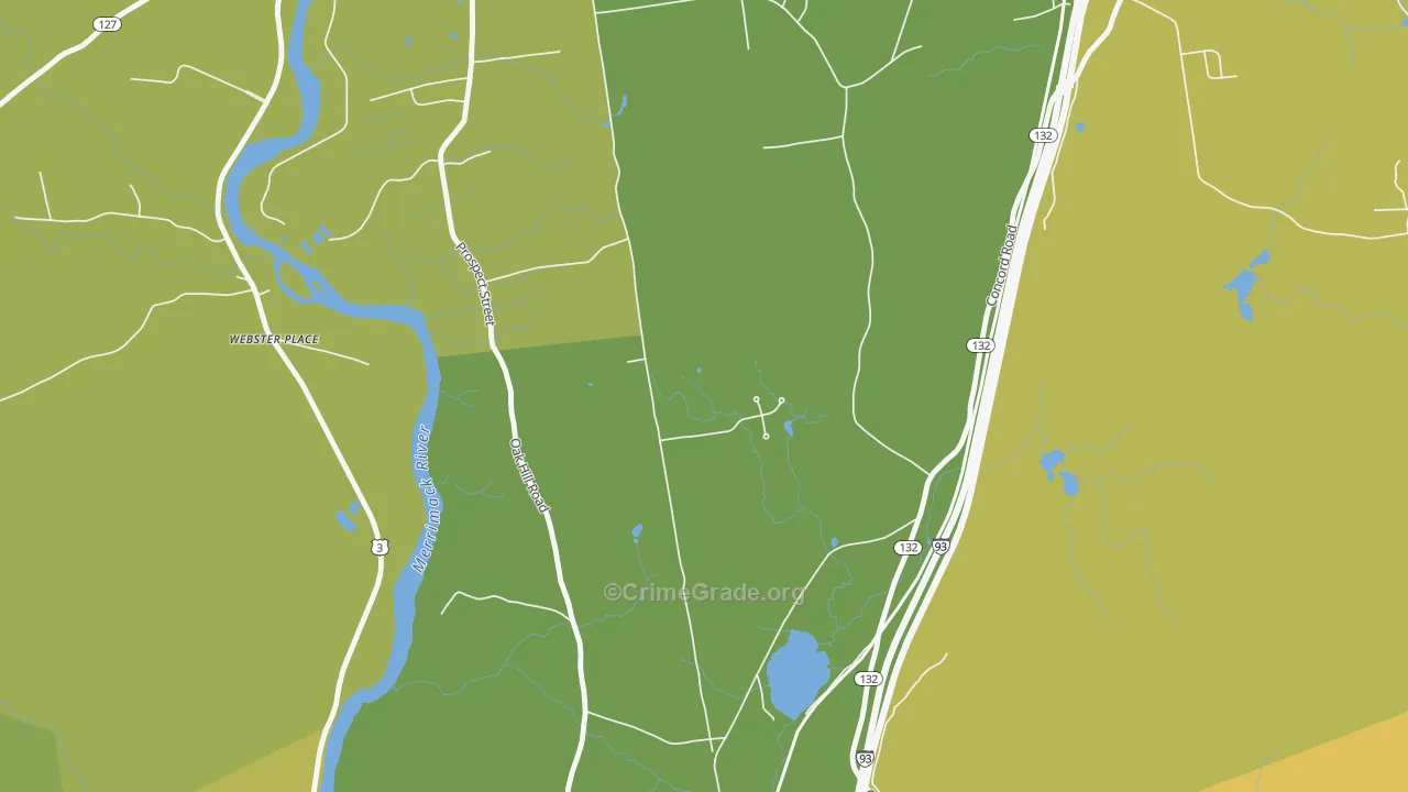 Northfield, NH Map of Burglary Rates