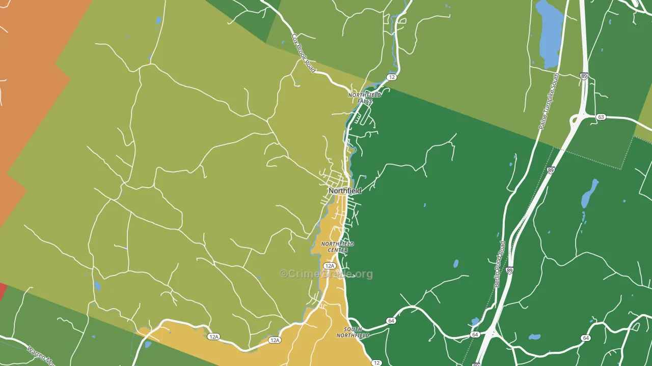 Northfield, VT Map of Burglary Rates