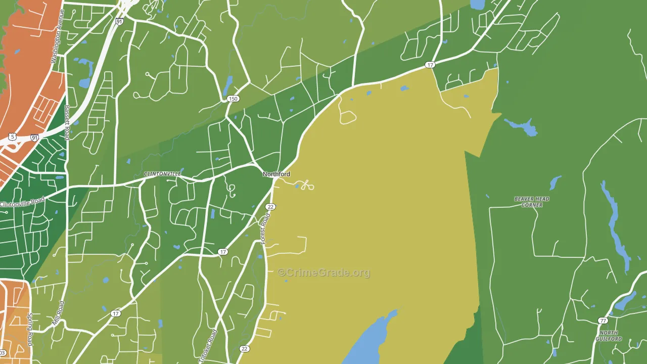 Northford, CT Map of Burglary Rates