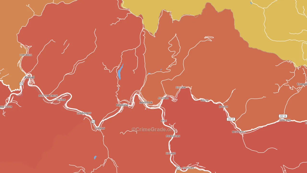 Northfork, WV Map of Burglary Rates