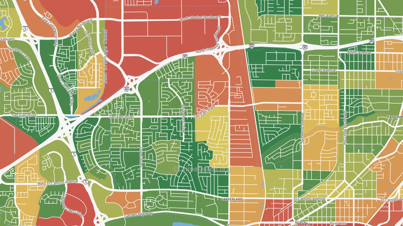 Northgate Sacramento, Sacramento, CA Map of Burglary Rates