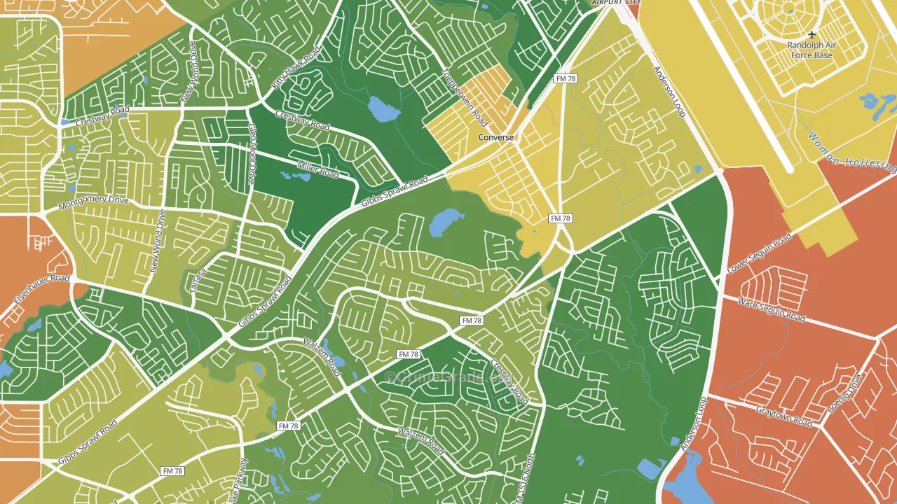 Northhampton, Converse, TX Map of Burglary Rates