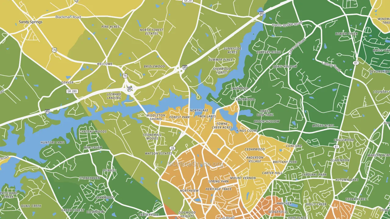 Northlake, SC Map of Burglary Rates