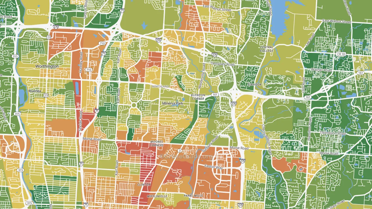 Northland, Columbus, OH Map of Burglary Rates