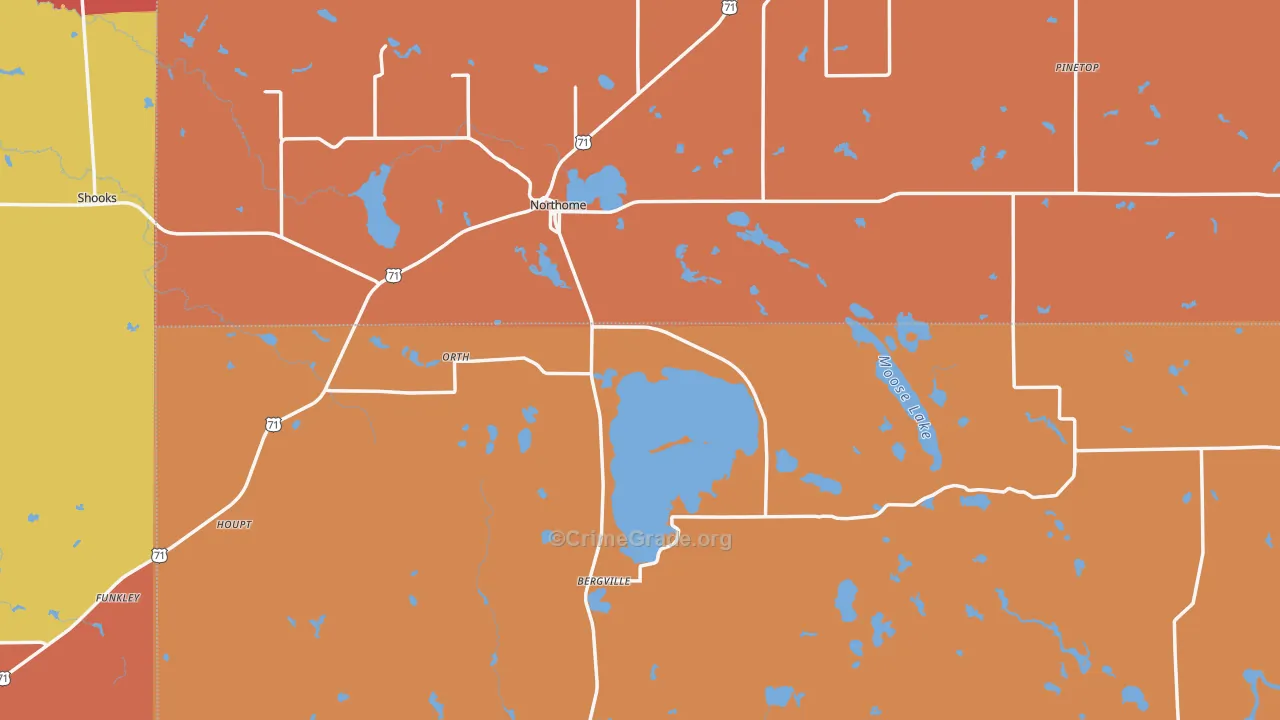 Northome, MN Map of Burglary Rates