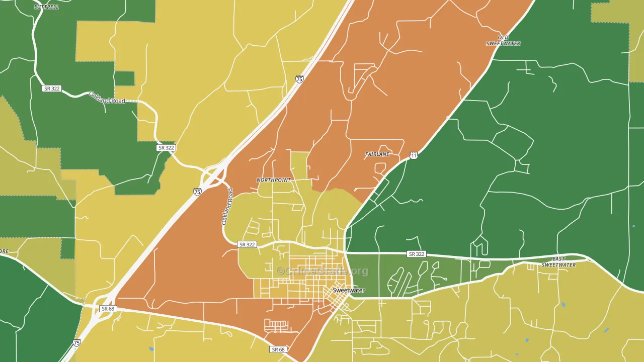Northpoint, TN Map of Burglary Rates