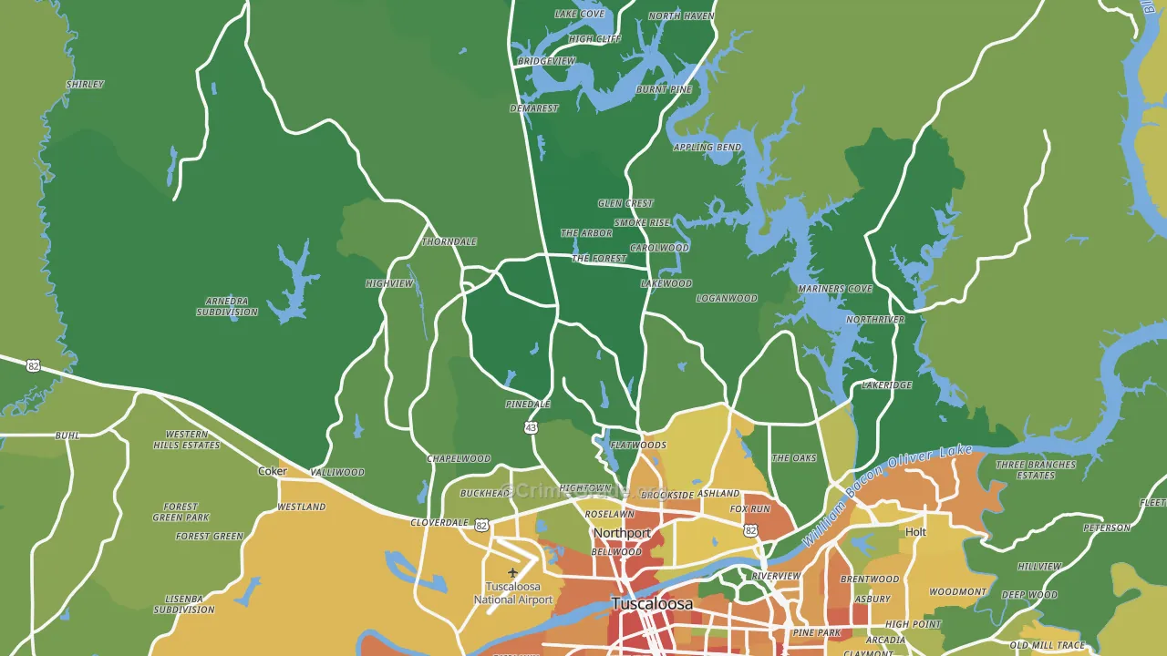Northport, AL Map of Burglary Rates