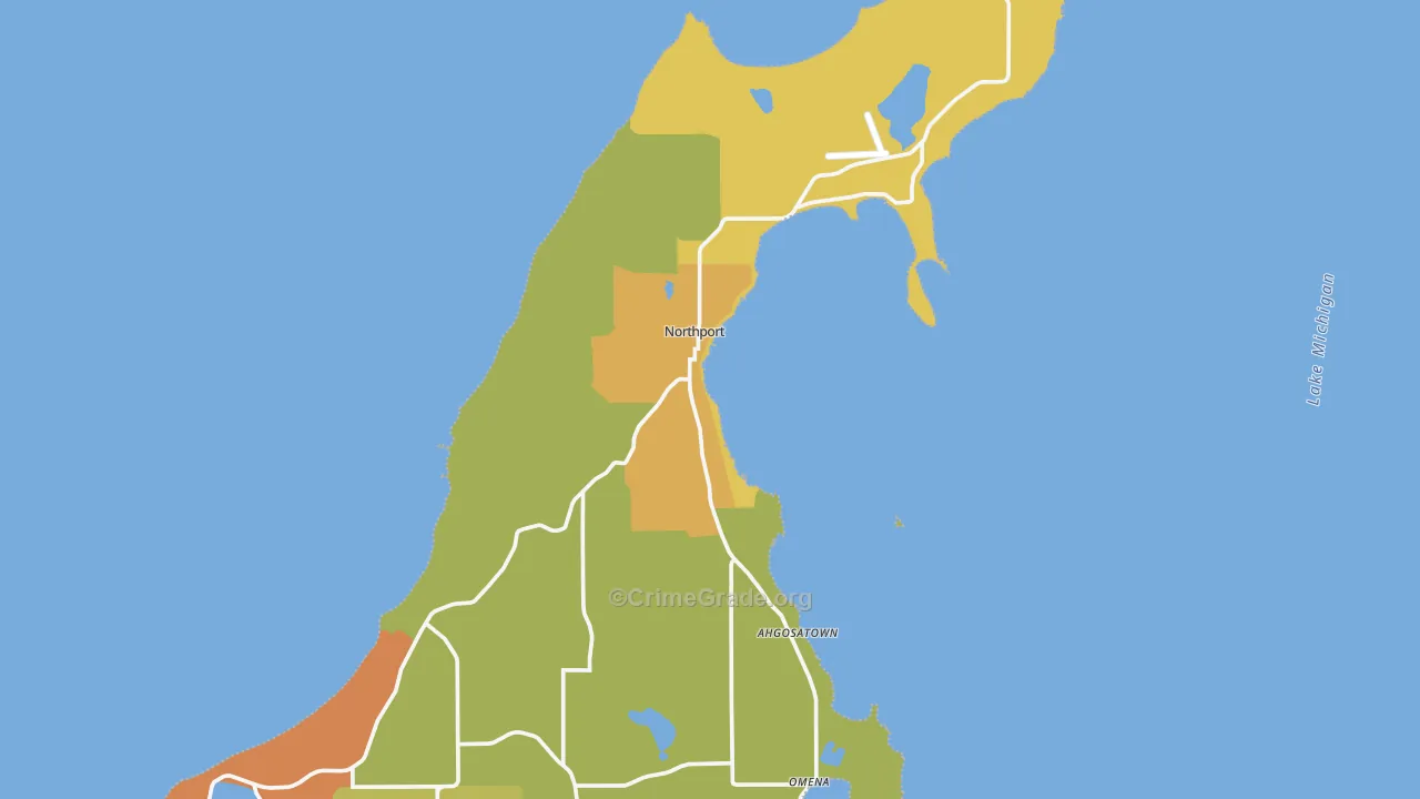 Northport, MI Map of Burglary Rates