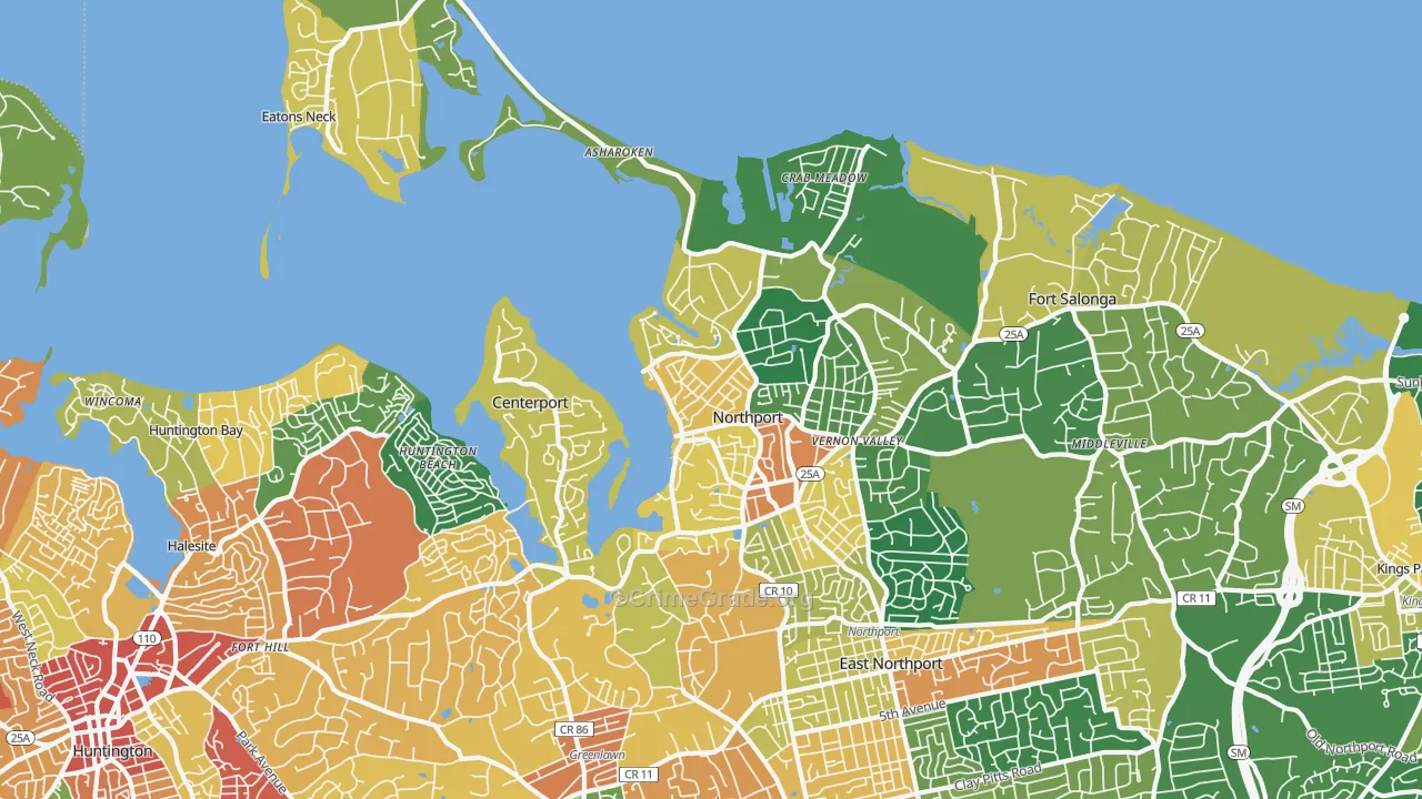 Northport, NY Map of Burglary Rates