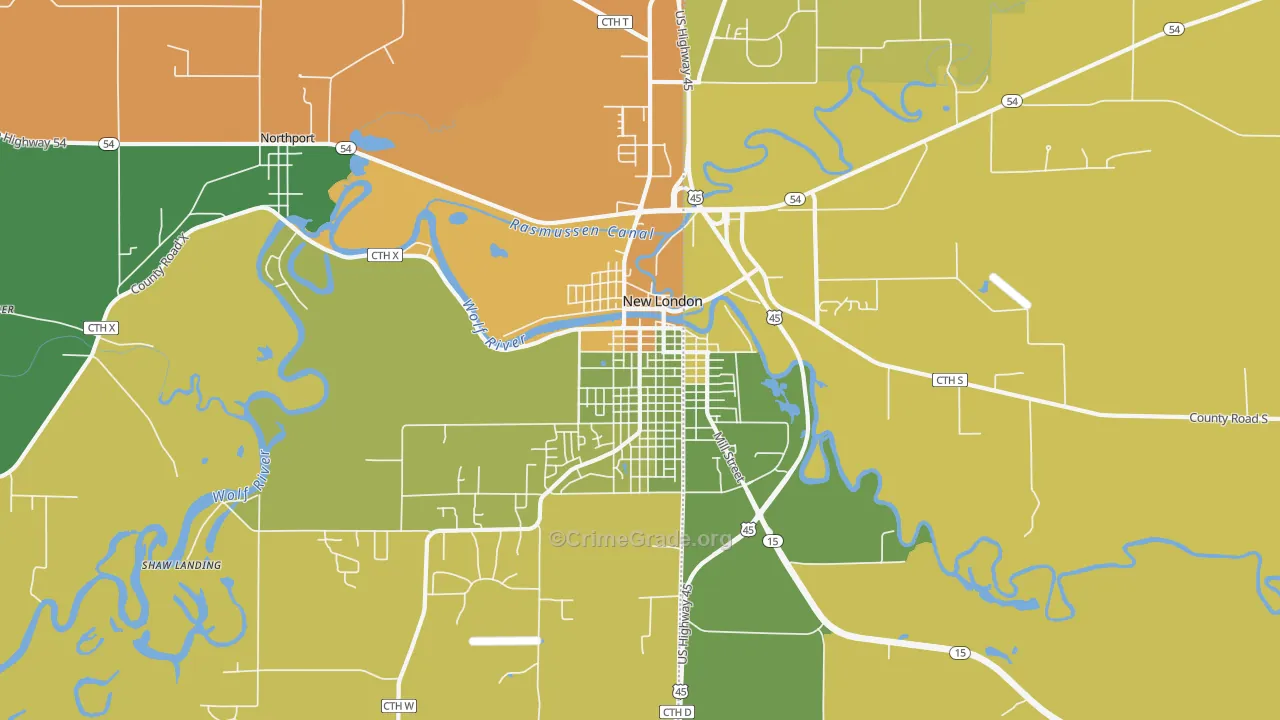 Northport, WI Map of Burglary Rates