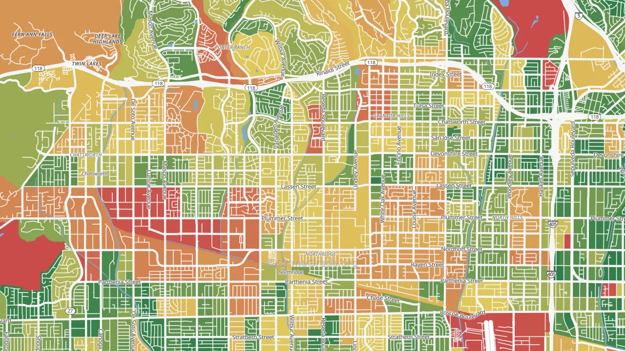 Northridge, CA Map of Burglary Rates