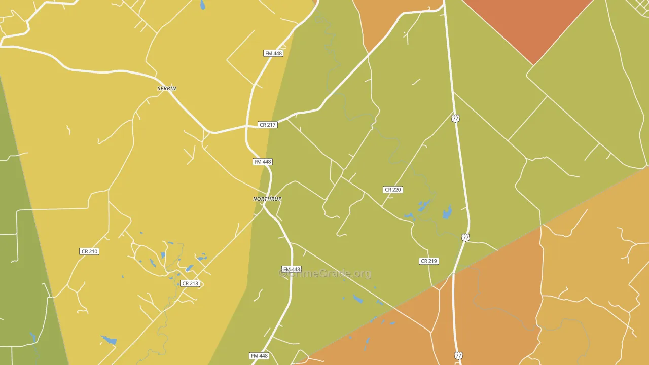 Northrup, TX Map of Burglary Rates