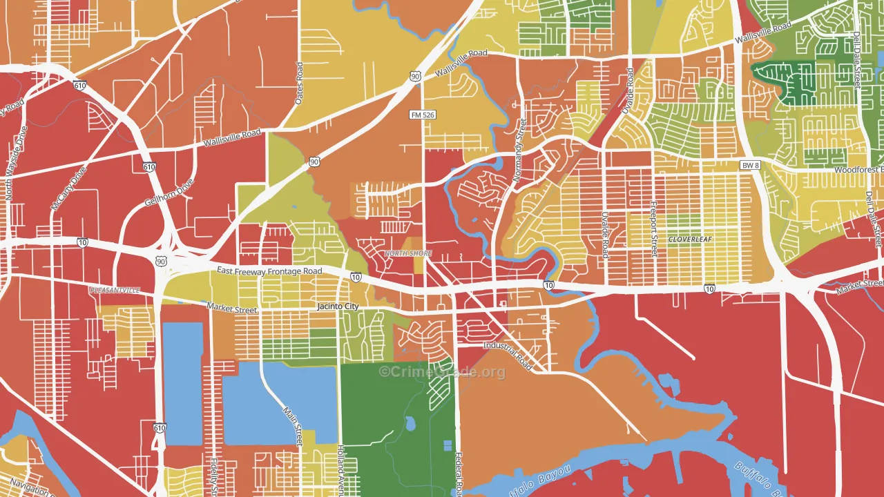 Northshore, Houston, TX Map of Burglary Rates