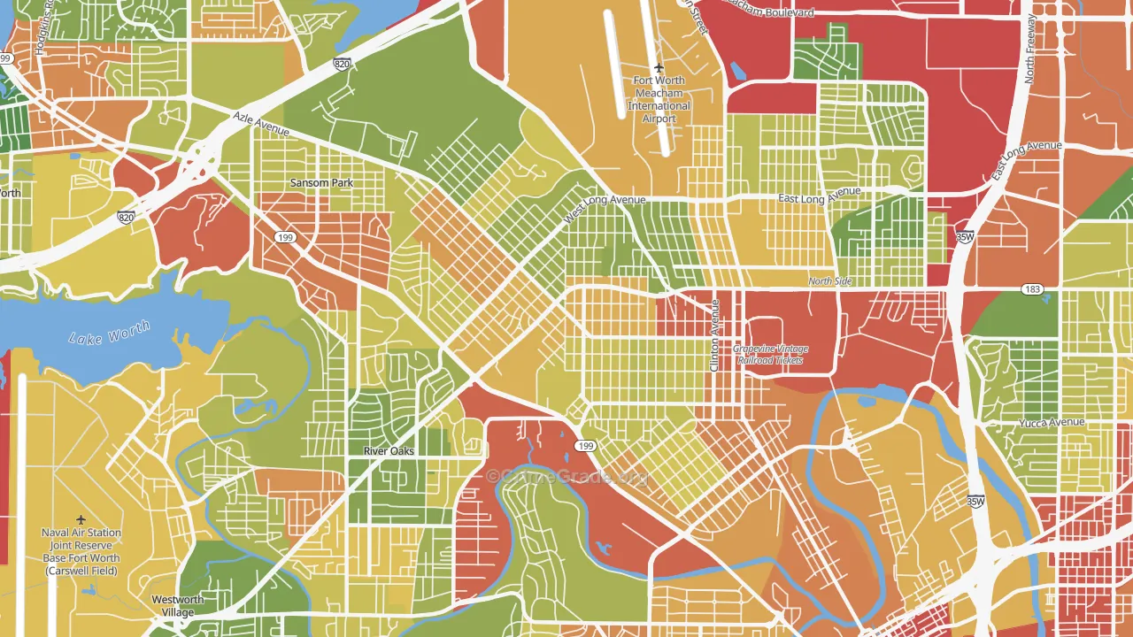 Northside, Fort Worth, TX Map of Burglary Rates