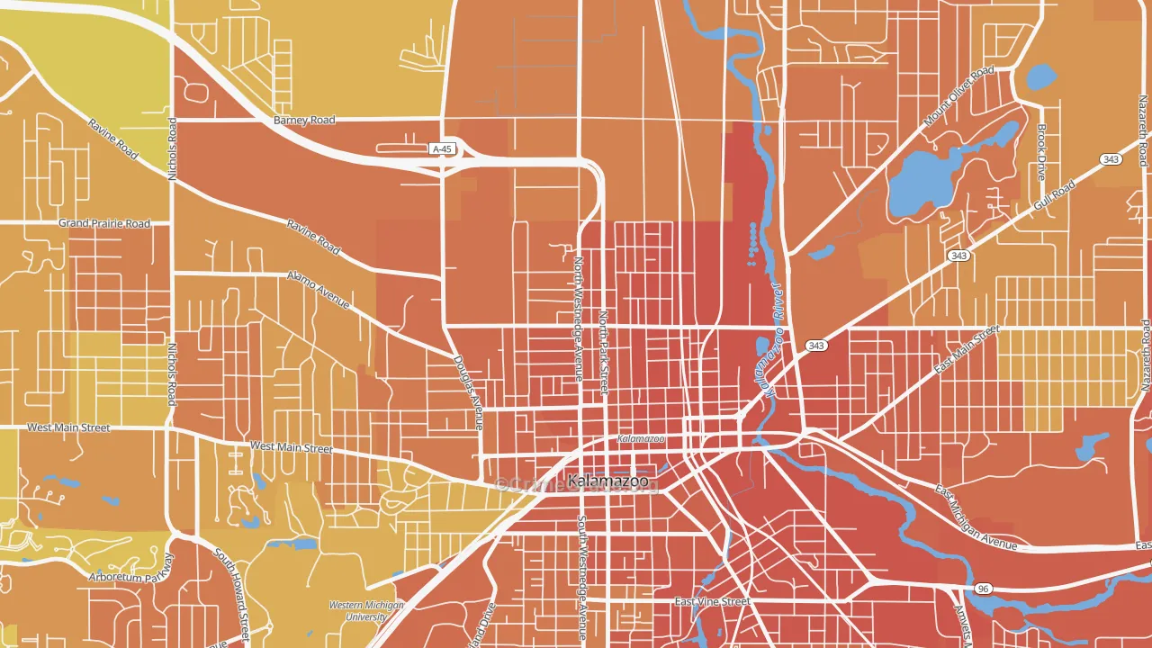 Northside, Kalamazoo, MI Map of Burglary Rates