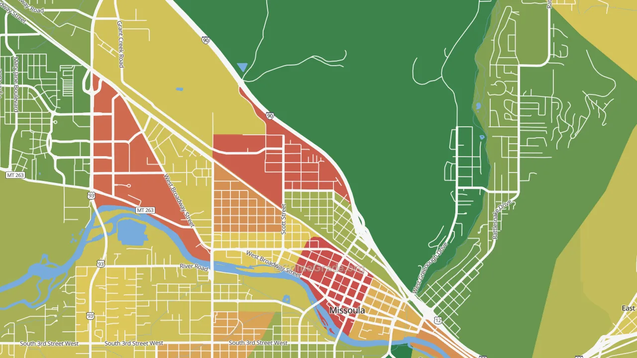 Northside, Missoula, MT Map of Burglary Rates