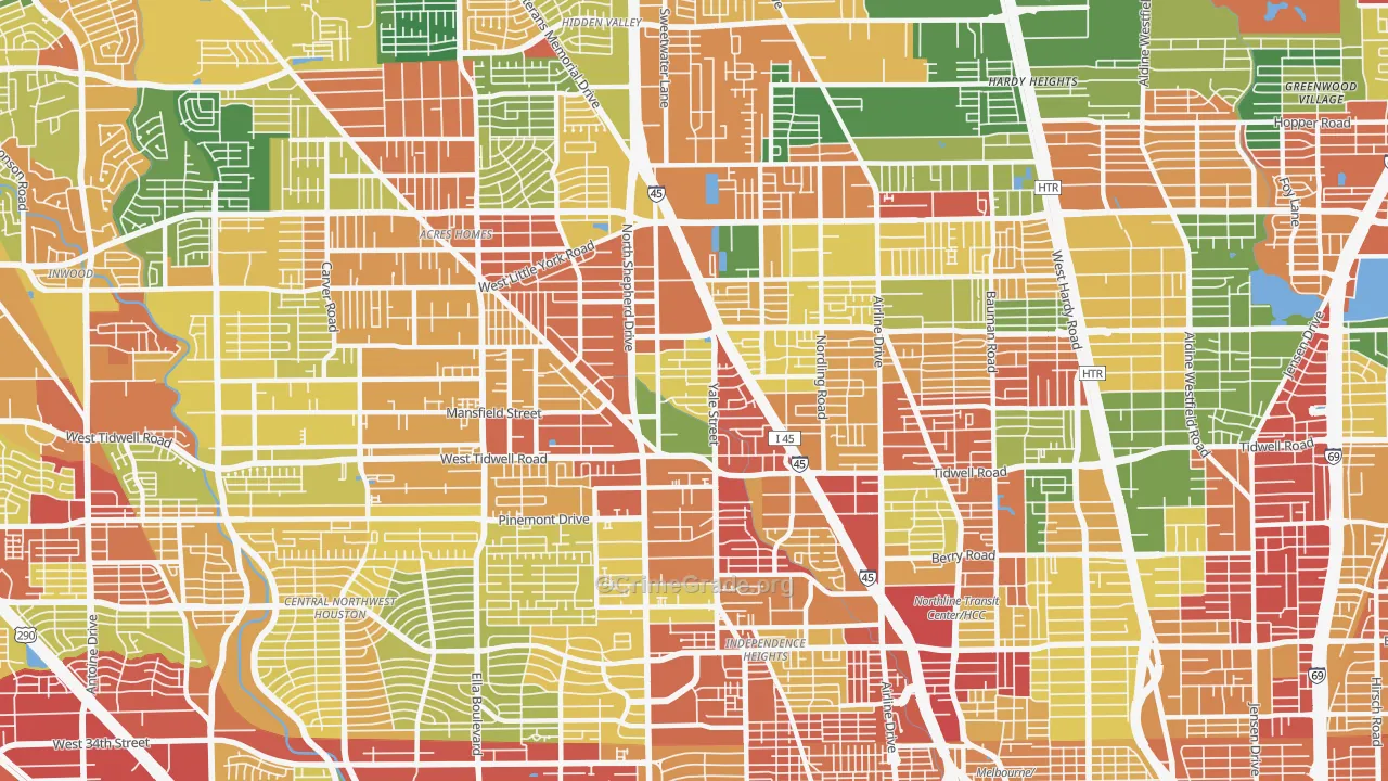 Northside Northline, Houston, TX Map of Burglary Rates