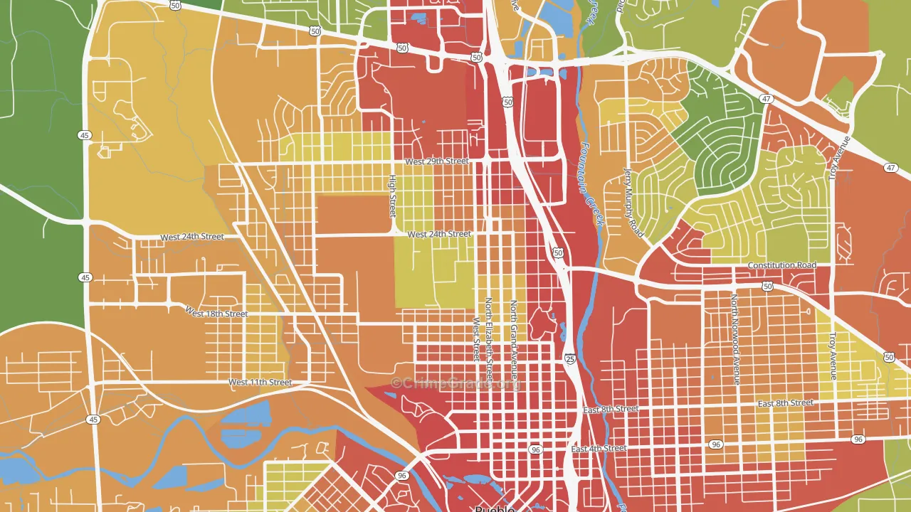 Northside, Pueblo, CO Map of Burglary Rates