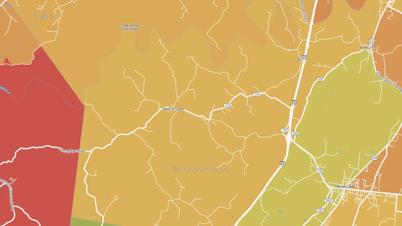 Northtown, KY Map of Burglary Rates