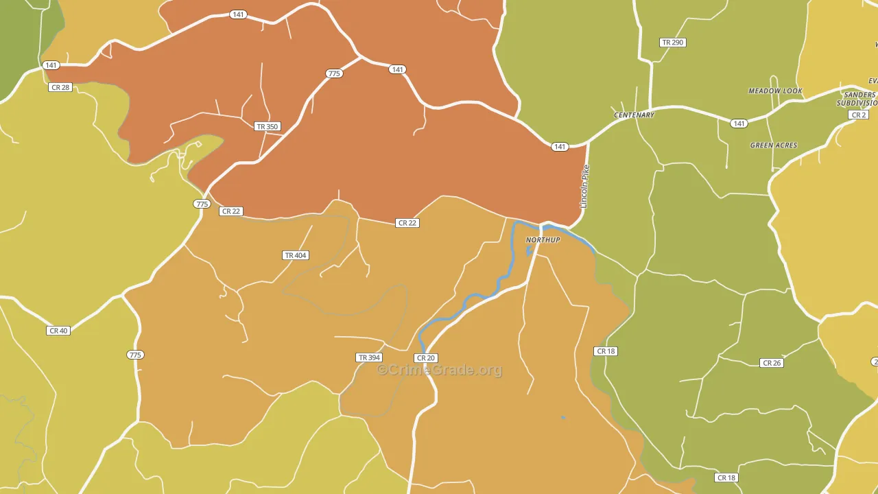Northup, OH Map of Burglary Rates