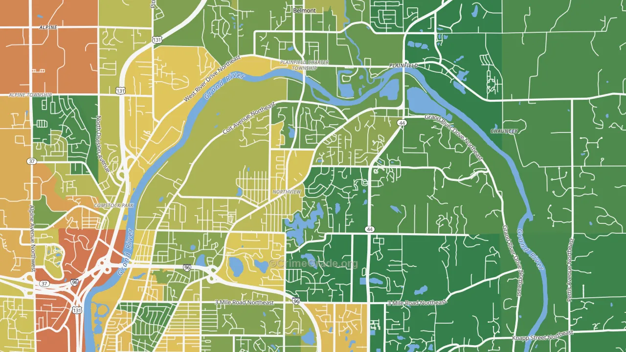 Northview, MI Map of Burglary Rates